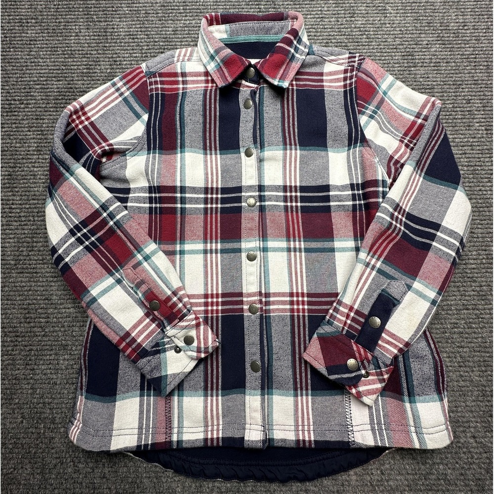 Orvis Classic Collection Shirt Jacket Womens Small Plaid Fleece Lined Snap Front